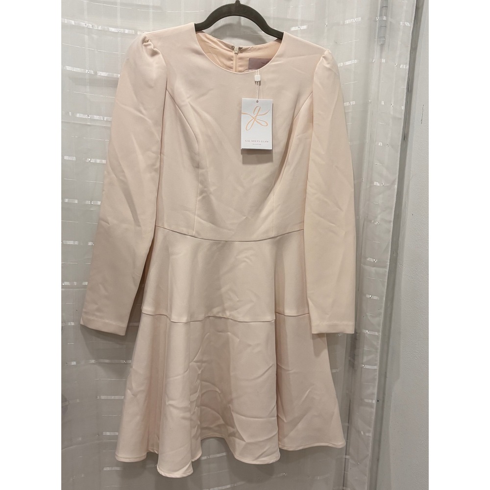 Gal Meets Glam Collection Petal Pink Long Sleeve Tiered Fit Flare Dress Size 6